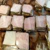 1PC) 3.5'' Natural Crystal Quartz Slice Gemstone Golden Plated Coasters Wedding Party Home Decoration,Cup Mat,Dessert plate,Irregular Rose Quartz 1PC (WHITE) view 4