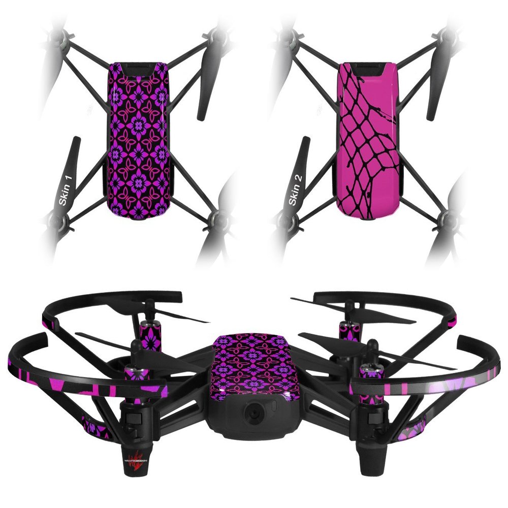 Skin Decal Wrap 2 Pack Compatible with DJI Ryze Tello Pink Floral Drone NOT Included