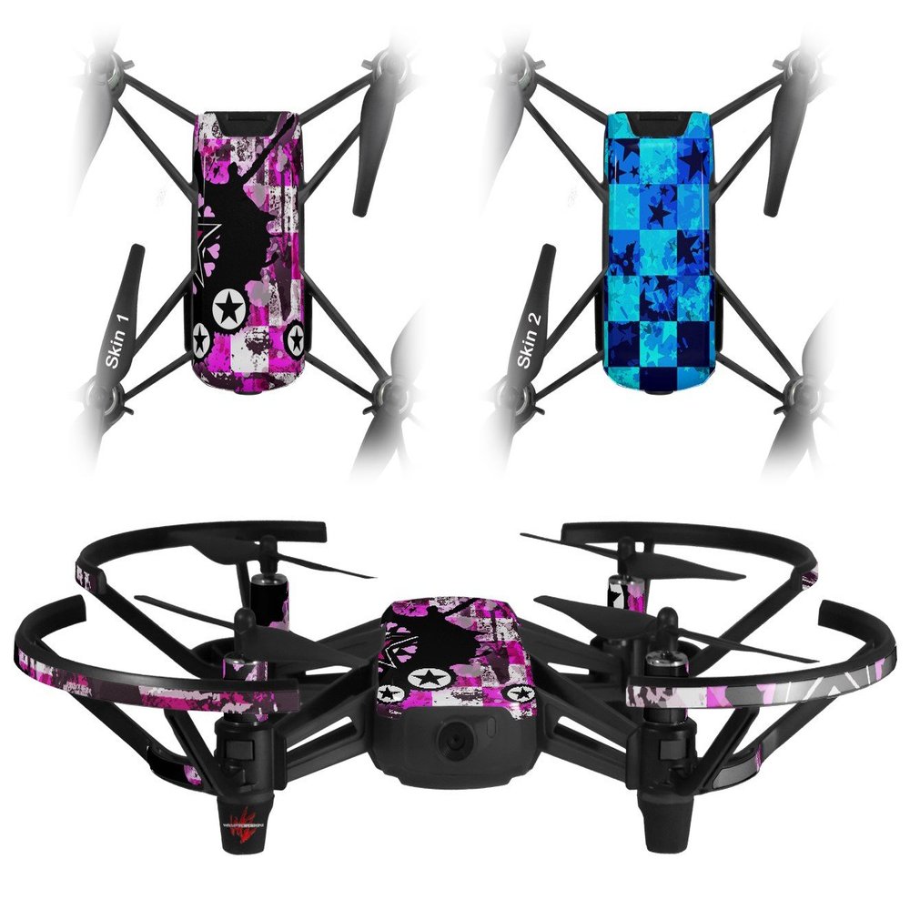 Skin Decal Wrap 2 Pack Compatible with DJI Ryze Tello Pink Star Splatter Drone NOT Included