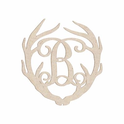 12" Antler Monogram Cutout Unfinished Wood Unpainted Initial B (Sizes 12"-30")