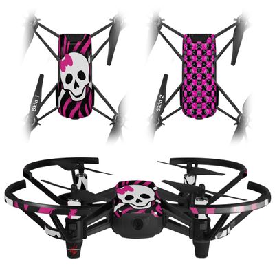 Skin Decal Wrap 2 Pack Compatible with DJI Ryze Tello Pink Zebra Skull Drone NOT Included