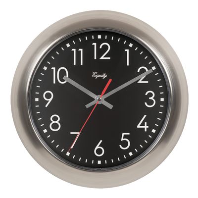 Equity 11 in. Brushed Titanium Silent Quartz Wall Clock