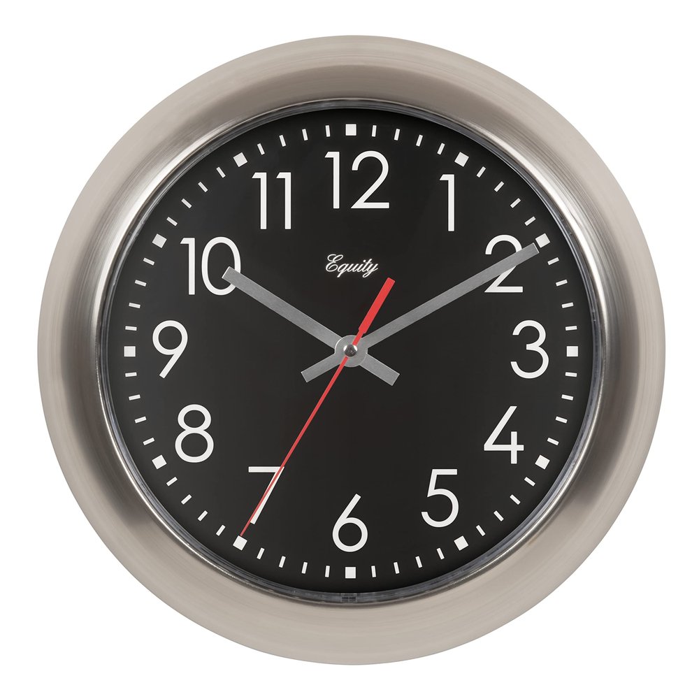 Equity 11 in. Brushed Titanium Silent Quartz Wall Clock