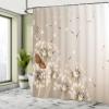 Lunarable Dandelion Shower Curtain, Realistic Design 3D Technique of Blow a Wish Flower and a Flying Butterfly Image, Cloth Fabric Bathroom Decor Set with Hooks, 69" W x 84" L, Orange Beige view 4