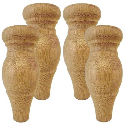 Highland Manor Wood Products Crenshaw Bun Foot - 4 1/2" Tall x 3 3/8" Wide (Red Oak) (Set of 4)