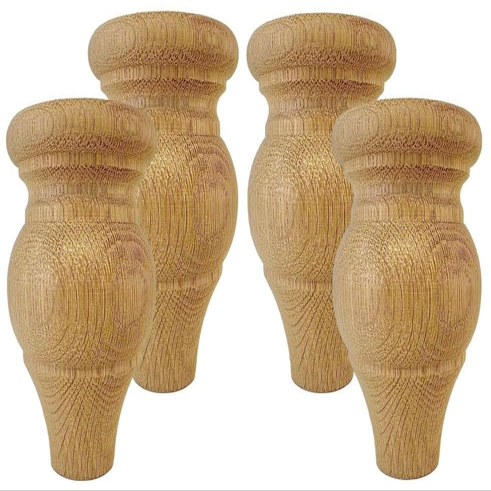 Highland Manor Wood Products Crenshaw Bun Foot - 4 1/2" Tall x 3 3/8" Wide (Red Oak) (Set of 4)
