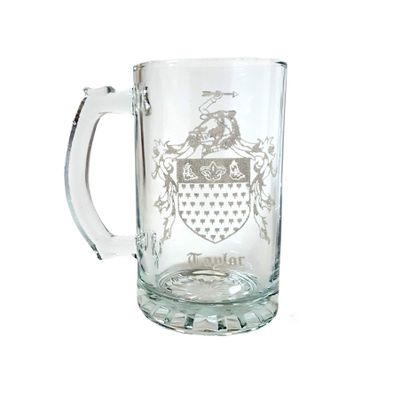 Taylor Irish Family Coat of Arms 27oz Beer Stein - Personalized Heraldic Engraving