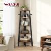 VASAGLE Corner Shelf Stand, 5-Tier Corner Bookshelf, Industrial Ladder Shelf, Plant Stand for Living Room, Office, Kitchen, Rustic Brown and Black ULLS35X view 2