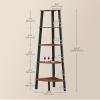 VASAGLE Corner Shelf Stand, 5-Tier Corner Bookshelf, Industrial Ladder Shelf, Plant Stand for Living Room, Office, Kitchen, Rustic Brown and Black ULLS35X view 3