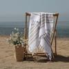 Pack of 4, Herringbone Design Peshtemal Turkish Towel Set of 4, 100% Cotton Beach Towel for Bath Spa Yoga Gym Yacht Pool Pilates Travel Blanket Tablecloth Camping (Large by 38" x 70") (Beige) view 3