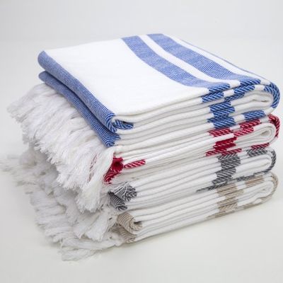 Pack of 4, Herringbone Design Peshtemal Turkish Towel Set of 4, 100% Cotton Beach Towel for Bath Spa Yoga Gym Yacht Pool Pilates Travel Blanket Tablecloth Camping (Large by 38" x 70") (Multi)