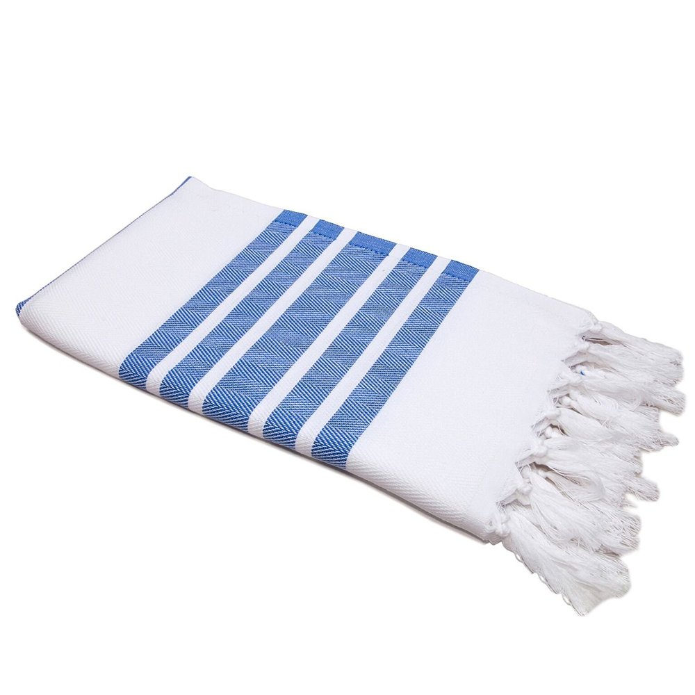 Pack of 4, Herringbone Design Peshtemal Turkish Towel Set of 4, 100% Cotton Beach Towel for Bath Spa Yoga Gym Yacht Pool Pilates Travel Blanket Tablecloth Camping (Large by 38" x 70") (Navy Blue)