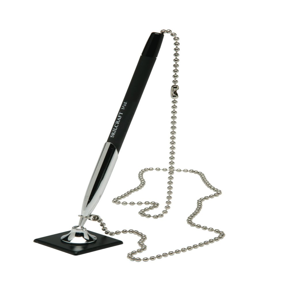 AbilityOne - 7520014631990 - Rubberized Chain Pen - Medium Point - Black Ink
