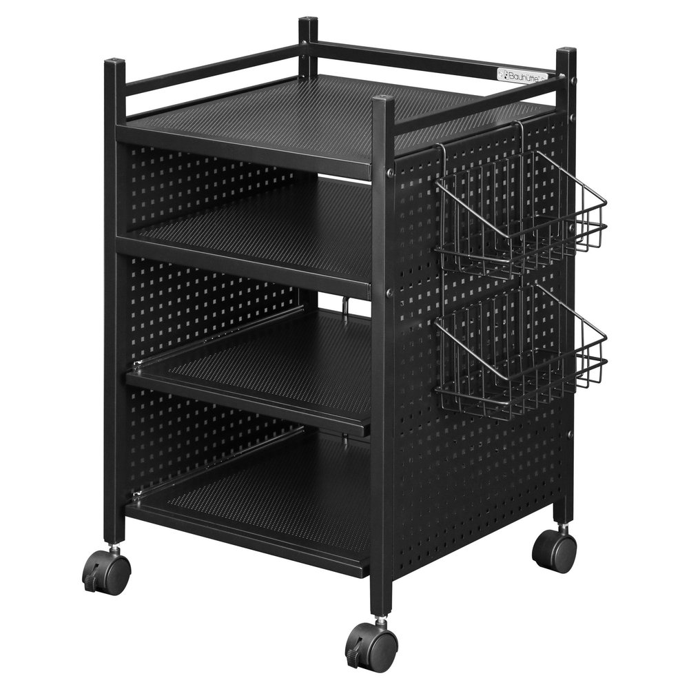 Bauhutte BHS-380G-BK Game Console Storage Rack, Slider Type, Black, 15.6 x 14.6 x 24.2 inches (39.5 x 37 x 61.5 cm)