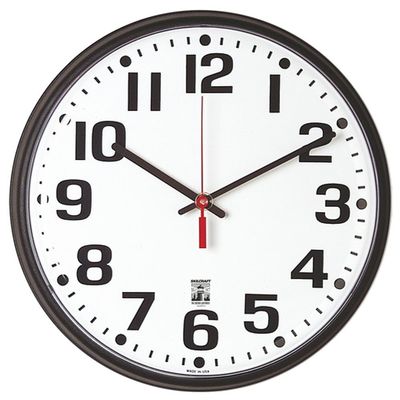 AbilityOne - NSN5573148 - Self-Set Wall Clock Plastic Slimline Frame - 12.75 in Diameter - Black Case/White Face