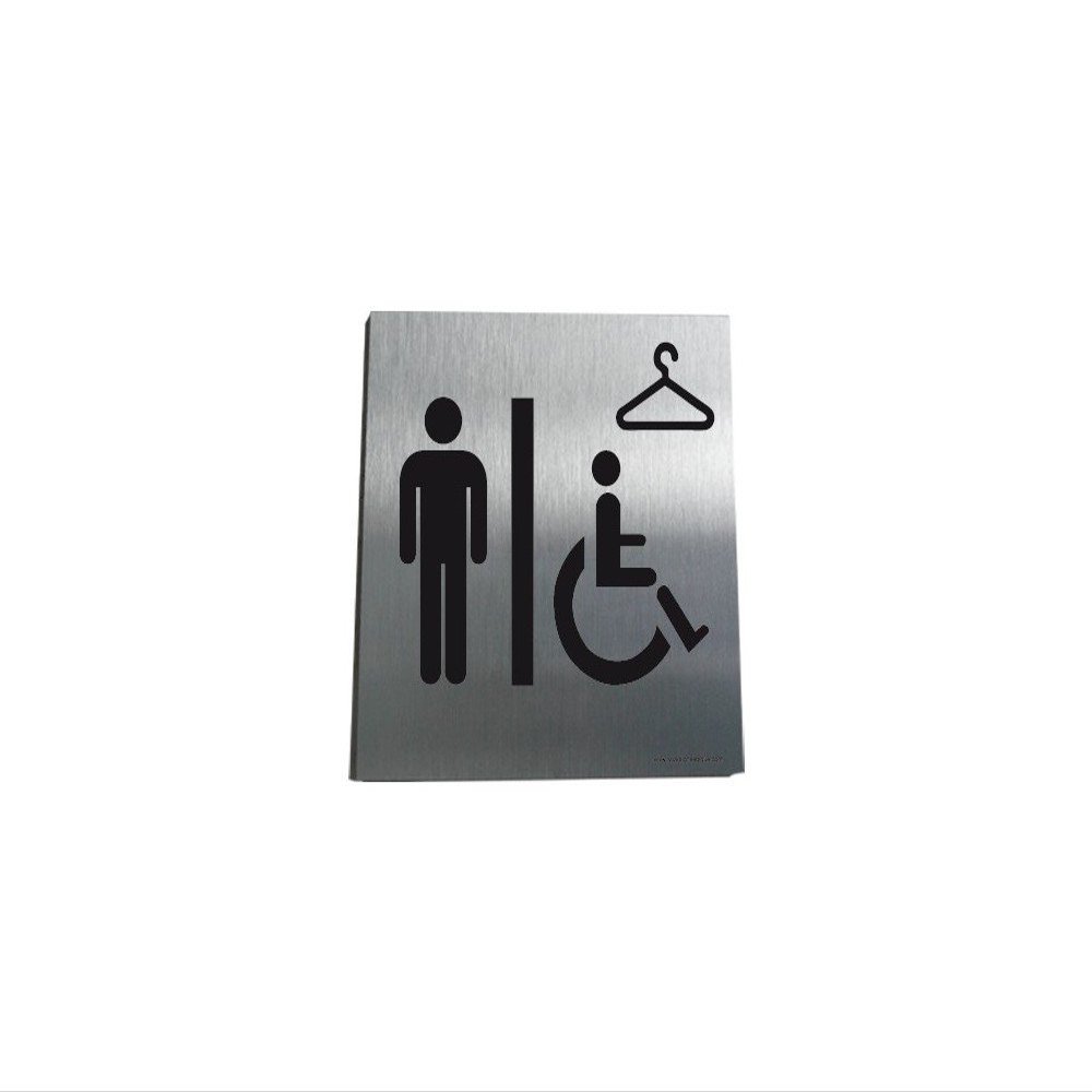 AUA SIGNALETIQUE - Plaque Alu Bross Vestiaires Personnel Hommes - 200x200 mm