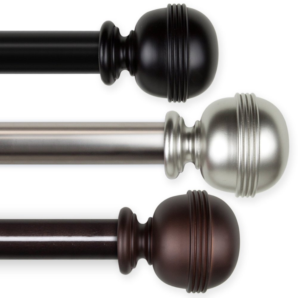 A&F Rod Dcor - Pommel 1.5" Non-telescoping Curtain Rod 23ft - Cocoa