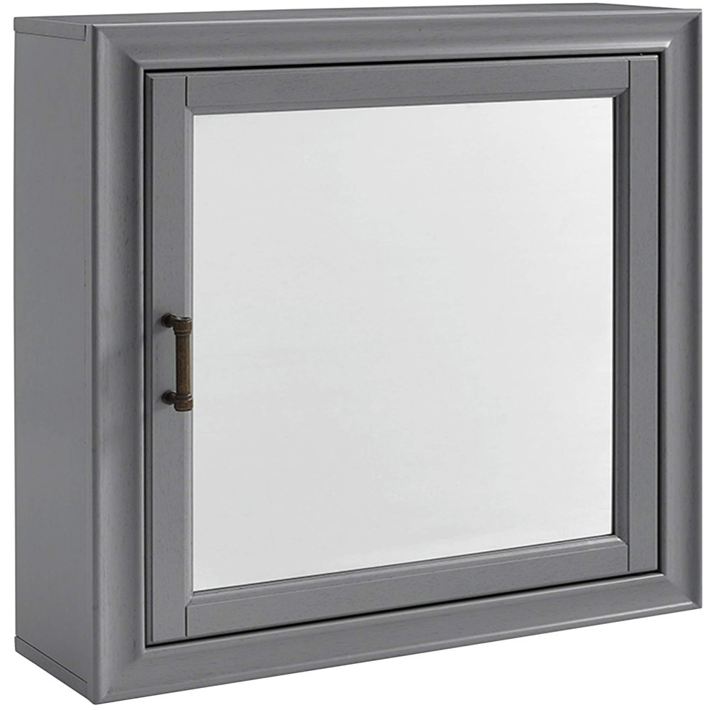 Crosley Furniture Tara Wall Mounted Bathroom Mirror and Medicine Cabinet, Vintage Gray