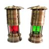 Antique Brass Miner Lamp Nautical Maritime Ship Decor Boat Miner Red/Green Oil Lamp Light view 1
