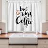 Lunarable Saying Kitchen Curtains, First Coffee Calligraphy with Hand Drawn Cup Modern Ink Lettering, Window Drapes 2 Panel Set for Kitchen Cafe Decor, 55" X 39", White and Black view 2