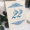 Paisley Wedding Table Numbers (Select Color/Quantity), Champagne, Royal Blue, 1-80, Double Sided, Tent or Use in a Stand, Great for Parties & Restaurants - Made in the USA view 1