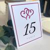 Linked Hearts and Border Wedding Table Numbers (Select Color/Quantity), White, Burgundy, 1-90, Double Sided, Tent or Use in a Stand, Great for Parties & Restaurants view 1