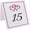 Linked Hearts and Border Wedding Table Numbers (Select Color/Quantity), White, Burgundy, 1-90, Double Sided, Tent or Use in a Stand, Great for Parties & Restaurants view 2