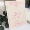 Peacock Flourish Wedding Table Numbers (Select Color/Quantity), Champagne, Pink, 1-80, Double Sided, Tent or Use in a Stand, Great for Parties & Restaurants - Made in the USA view 1