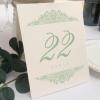 Paisley Wedding Table Numbers (Select Color/Quantity), Champagne, Sage, 1-90, Double Sided, Tent or Use in a Stand, Great for Parties & Restaurants - Made in the USA view 1