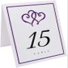 Linked Hearts and Border Wedding Table Numbers (Select Color/Quantity), White, Eggplant, 1-80, Double Sided, Tent or Use in a Stand, Great for Parties & Restaurants view 2