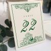 Peacock Flourish Wedding Table Numbers (Select Color/Quantity), Champagne, Hunter Green, 1-80, Double Sided, Tent or Use in a Stand, Great for Parties & Restaurants view 1