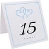 Linked Hearts and Border Wedding Table Numbers (Select Color/Quantity), White, Light Blue, 1-80, Double Sided, Tent or Use in a Stand, Great for Parties & Restaurants view 2