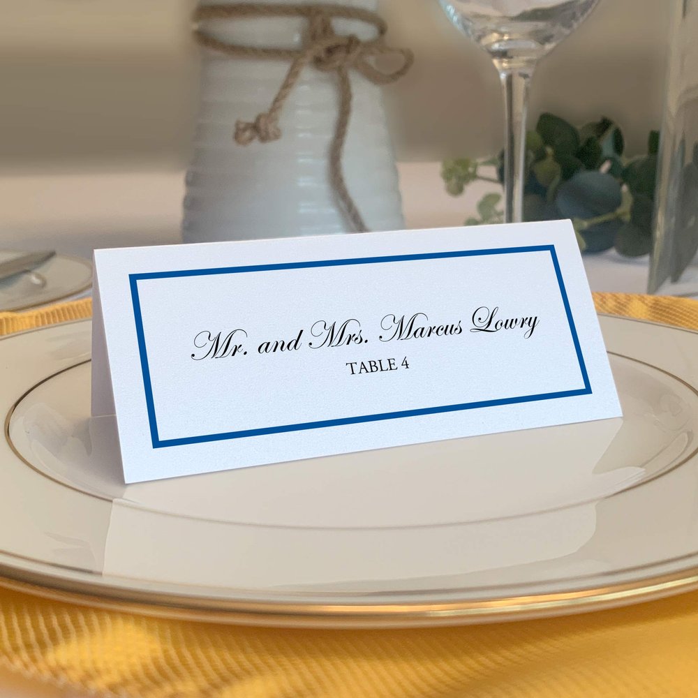 Single Line Border Printable Place Cards, Royal Blue (Choose Color), Set of 150 (25 Sheets), Laser & Inkjet Printers - Wedding, Party, Dinner, and Special Events