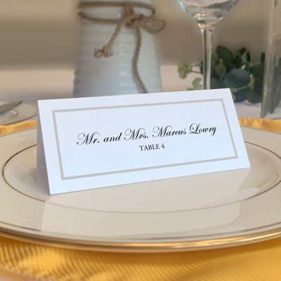 Single Line Border Printable Place Cards, Silver (Choose Color), Set of 150 (25 Sheets), Laser & Inkjet Printers - Wedding, Party, Dinner, and Special Events - Made in the USA