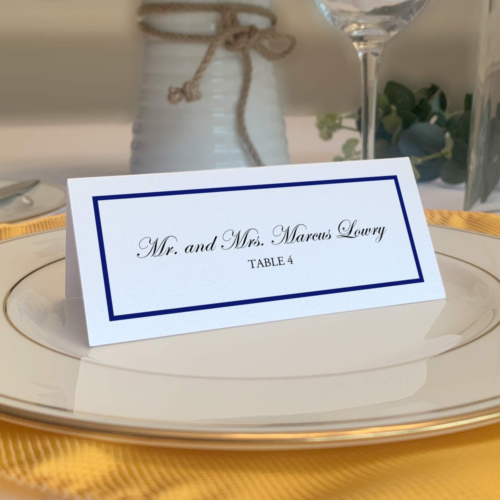 Single Line Border Printable Place Cards, Navy (Choose Color), Set of 150 (25 Sheets), Laser & Inkjet Printers - Wedding, Party, Dinner, and Special Events - Made in the USA