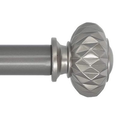 Meriville 1-Inch Diameter Single Window Treatment Curtain Rod, Castani Finial, 48-inch to 84-inch Adjustable, Gunmetal