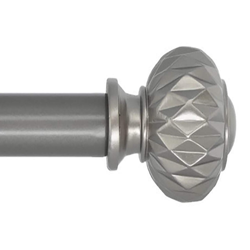Meriville 1-Inch Diameter Single Window Treatment Curtain Rod, Castani Finial, 48-inch to 84-inch Adjustable, Gunmetal