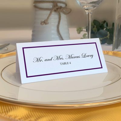 Single Line Border Printable Place Cards, Eggplant (Choose Color), Set of 150 (25 Sheets), Laser & Inkjet Printers - Wedding, Party, Dinner, and Special Events - Made in the USA