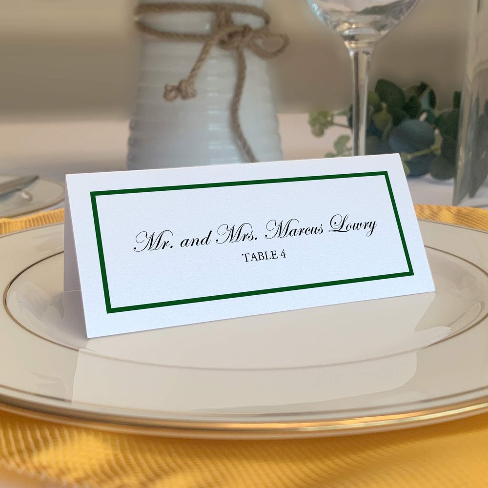 Single Line Border Printable Place Cards, Hunter Green (Choose Color), Set of 150 (25 Sheets), Laser & Inkjet Printers - Wedding, Party, Dinner, and Special Events