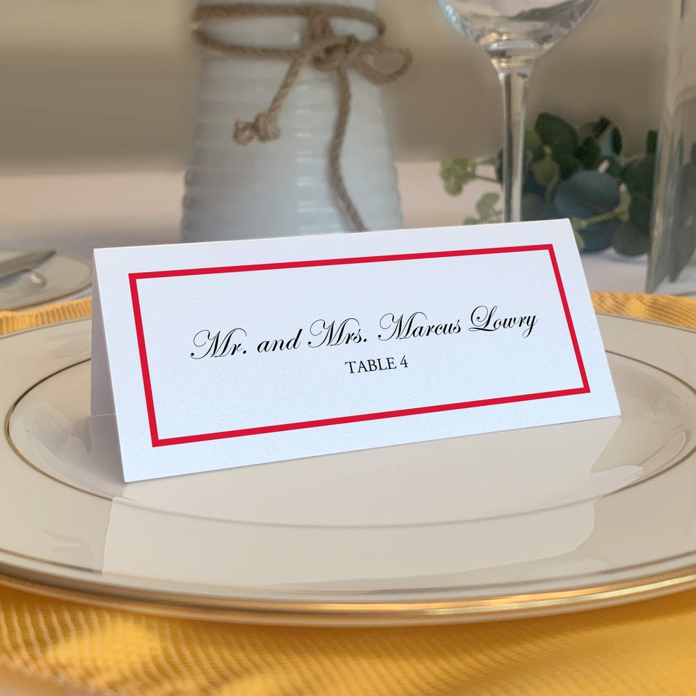 Single Line Border Printable Place Cards, Ruby Red (Choose Color), Set of 150 (25 Sheets), Laser & Inkjet Printers - Wedding, Party, Dinner, and Special Events - Made in the USA