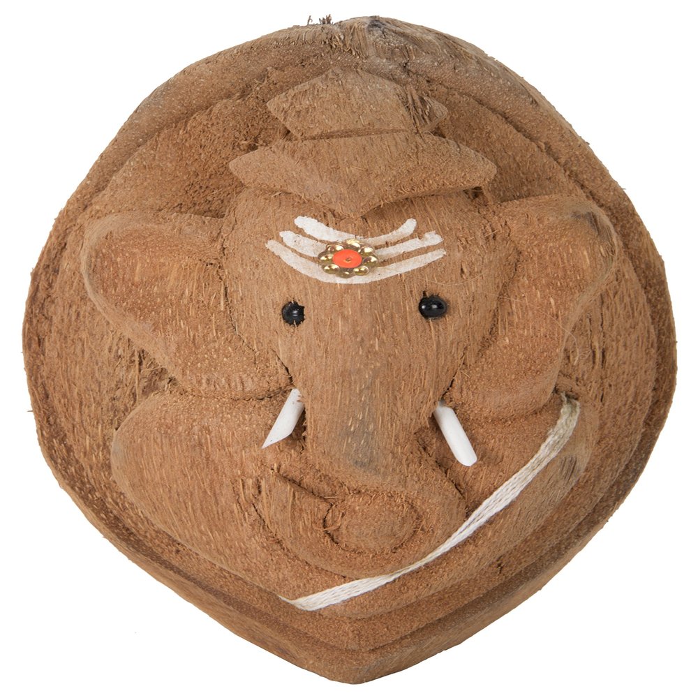 Naanjil Coconut Home Decor Ganesha Idol (15 cm x 12 cm x 18 cm, Brown)