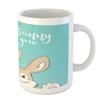 Ambesonne Saying Mug, Some Bunny Loves You Text and a Funny Friendly Rabbit with a Big Smile, Ceramic Coffee Mug Cup for Water Tea Drinks, 11 oz, Blue White view 2