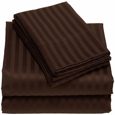 28X75 Inch Bunk Size Sheet Set, 100% Long Staple Cotton Sheets Set, with Deep Pocket fit Upto 15 Inch (Chocolate Stripe, 28X75 Inch Bunk 100% Cotton Sheet Sets)