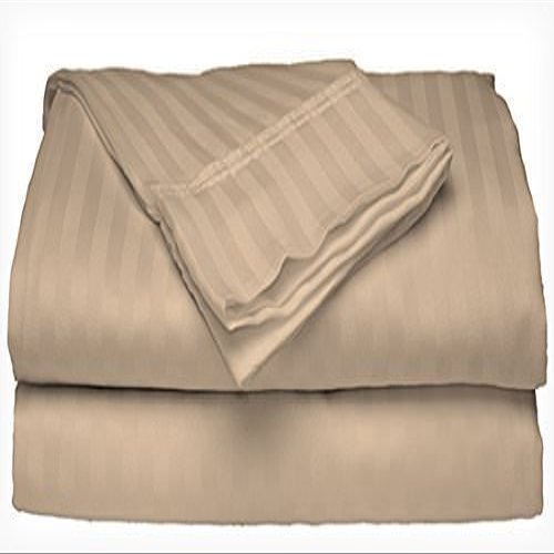 58X80 Inch RV Full -XL Size Sheet Set, 100% Long Staple Cotton Sheets Set, with Deep Pocket fit Upto 15 Inch (Taupe Stripe, 58X80 Inch RV Full -XL 100% Cotton Sheet Sets)