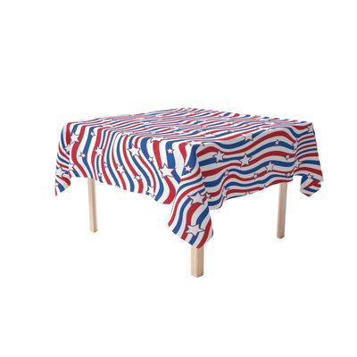 Fabric Textile Products | American Stars and Stripes Tablecloth | 4th of July Square Tablecloth | 84" x 84" | Machine Washable and Stain-Resistant for Easy Care | Made in The USA