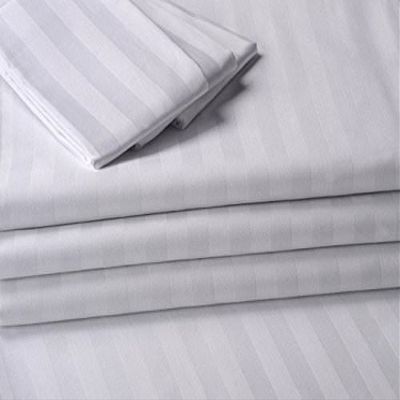 34X75 Inch Bunk Size Sheet Set, 100% Long Staple Cotton Sheets Set, with Deep Pocket fit Upto 15 Inch (White Stripe, 34X75 Inch Bunk 100% Cotton Sheet Sets)