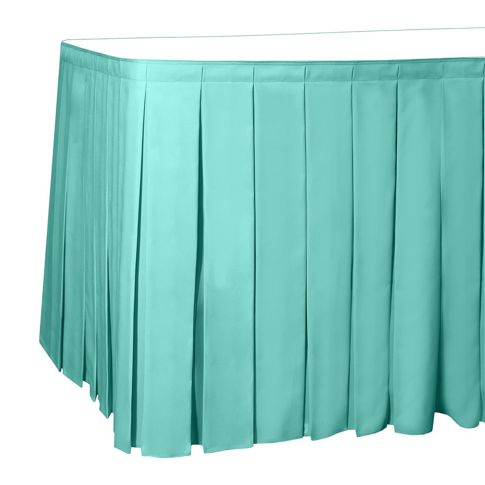Ultimate Textile Pleat Polyester Fabric Table Skirt - Machine Washable Flame Resistant with Clips for Events, Weddings & Trade Shows, Cut & Sewn in Paterson, NJ - Caribbean, 17' Box Pleat