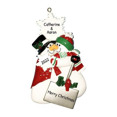 3D Snowman Personalized Our First Christmas Ornament 2025 | Carrot Nose Kisses Couple Ornaments Snowman Couples Ornament 2025 Family of 2 Unique for Couple Ornaments Couples Gifts