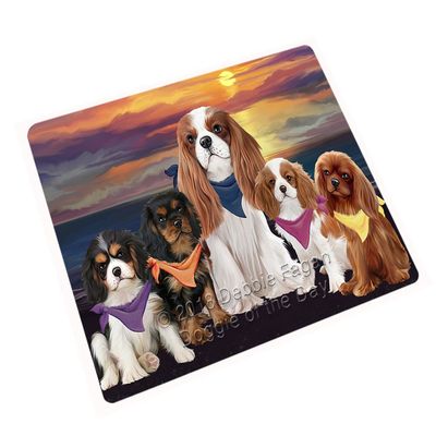 Family Sunset Portrait Cavalier King Charles Spaniels Dog Large Refrigerator/Dishwasher Magnet RMAG61530 (8.7" x 11.5")