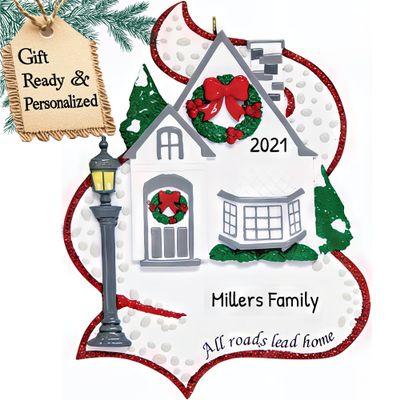 3D Personalized First Christmas in New Home Ornament 2025 | White House Front Door Our First Home Ornament 2025 New House Ornaments for Homeowners, Apartments, Neighbors, Housewarming Gifts 1st